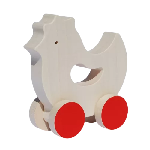 Wooden push toy, wooden pull toy - Chicken - FAB-FABRIK