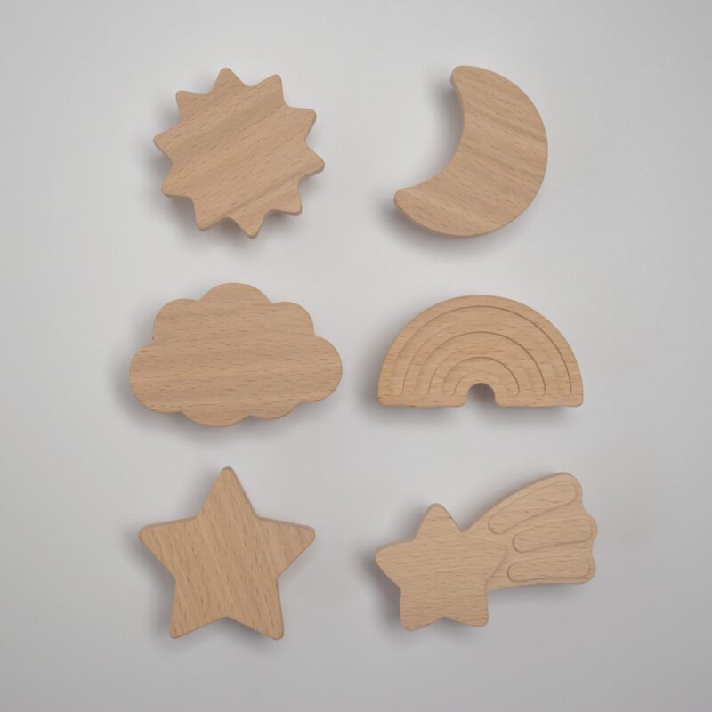 Sky theme furniture knobs, wooden, for children's bedroom - FAB-FABRIK