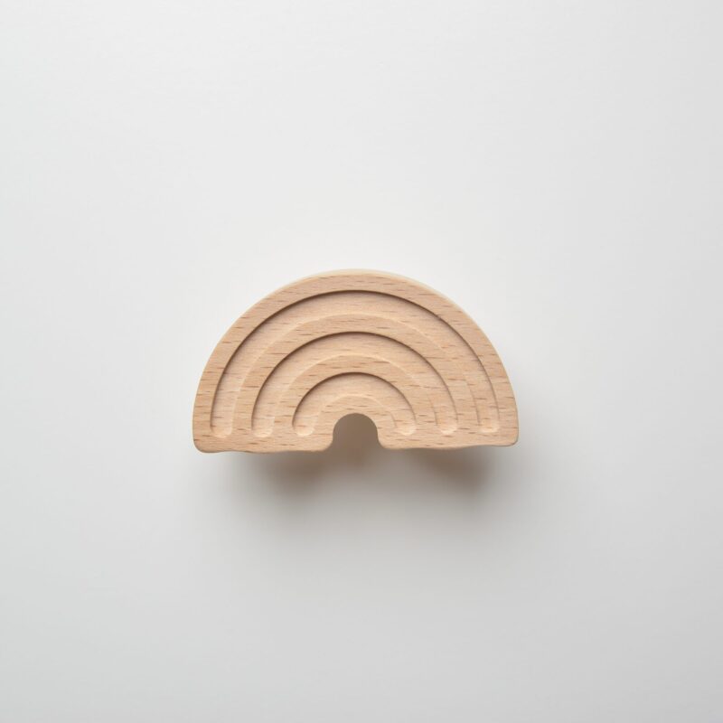 Rainbow shaped furniture knob, made of wood, for children's room, sky theme - FAB-FABRIK