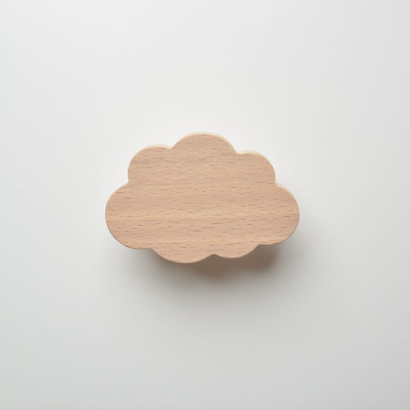 Cloud shape furniture knob, made of wood, for children's room, sky theme - FAB-FABRIK