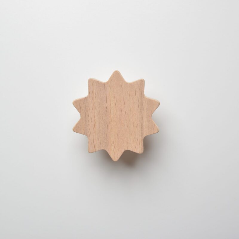 Sun-shaped furniture knob, made of wood, for children's bedroom, sky theme - FAB-FABRIK