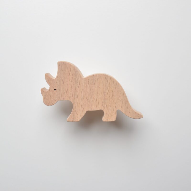 bouton de commode forme Tricératops, en bois, pour chambre d'enfant, thème dinosaures - FAB-FABRIK